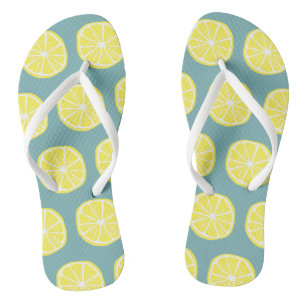 Zitrone Zitrus Sommer Tropisch Frucht Gelb Grün Flip Flops