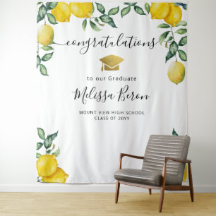 Zitronen-Abschlussfoto-Hintergrund für Fotobooth Wandteppich