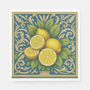 Zitronen Amalfi Blau Mediterran Art Nouveau Serviette