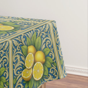 Zitronen Amalfi Blau Mediterrane Art Nouveau Tischdecke