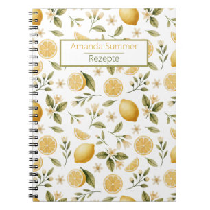 Zitronen- Aquarell- kulinarischer Notizblock