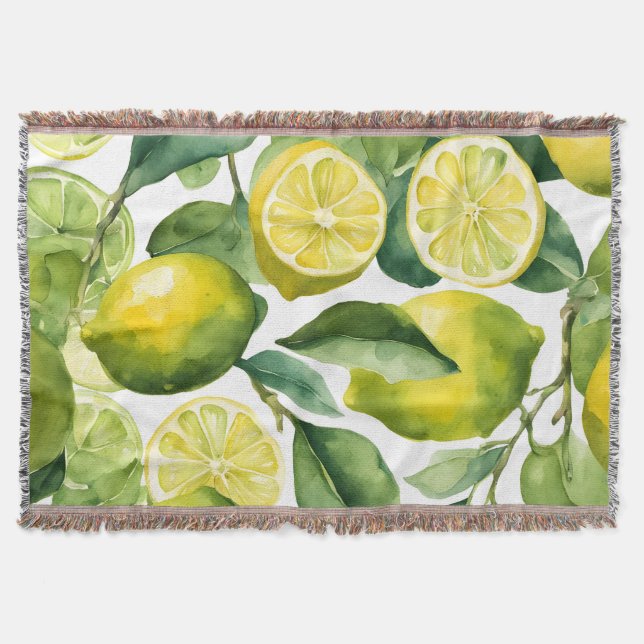 Zitronen Aquarellmuster Design Decke (Vorderseite)