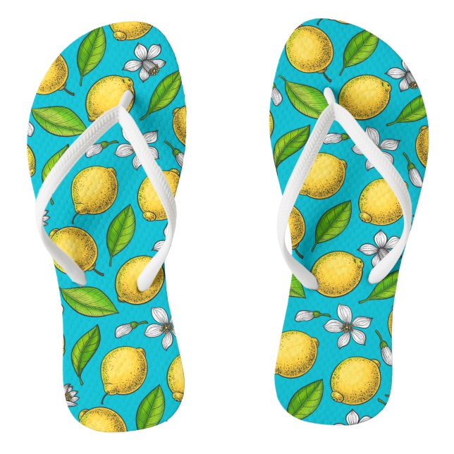 Zitronen auf blau flip flops (Fußbett)