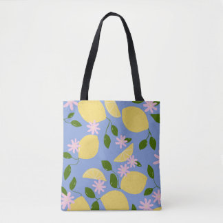 Zitronen auf Periwinkle Tote Bag
