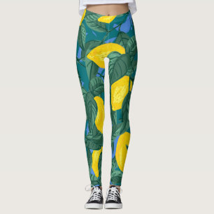 Zitronen, Blätter: tropisches Zitrusmuster. Leggings