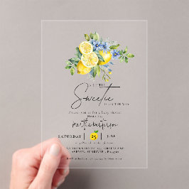 Zitronen Blaue Zitrusfrucht Sommer Baby Shower Acryleinladungen