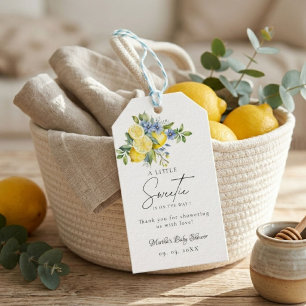 Zitronen Blaue Zitrusfrucht Sommer Baby Shower Geschenkanhänger