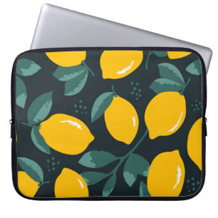Zitronen-Blume, Vintage Sommertextur. Laptopschutzhülle