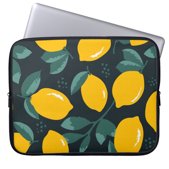 Zitronen-Blume, Vintage Sommertextur. Laptopschutzhülle (Vorderseite)