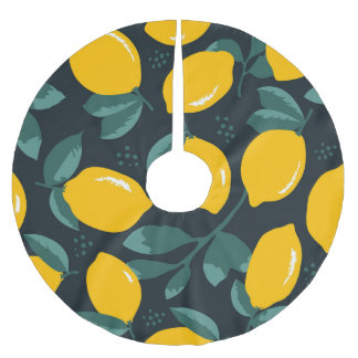 Zitronen-Blume, Vintage Sommertextur. Polyester Weihnachtsbaumdecke