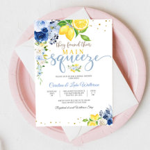 Zitronen Blumen Hochzeitsdusche Einladung