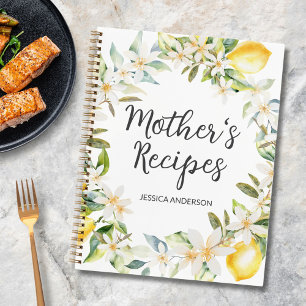 Zitronen Blumen Kranz Mutter Kochrezeptbuch Notizbuch