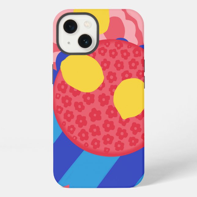 Zitronen-Blumen-Teller iPhone Hülle (Rückseite)