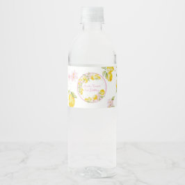 Zitronen-Blüten-Rosa Geburtstag Wasserflaschenetikett