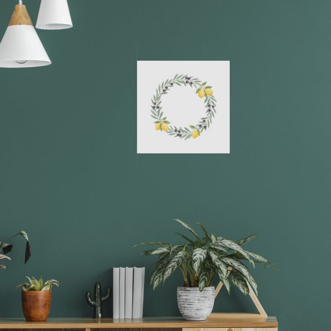 Zitronen-Botanik-Kranz Poster (Wohnzimmer 1)