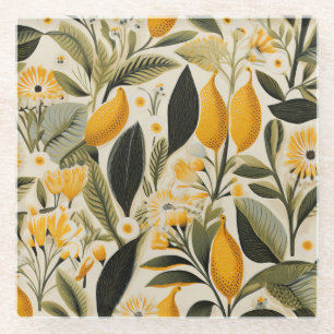 Zitronen Botanischer Hain Glasuntersetzer