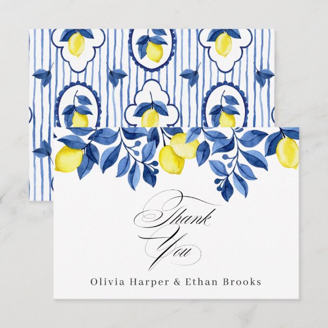 Zitronen-Brunch-Hochzeit Dankeskarte (Vorne/Hinten)