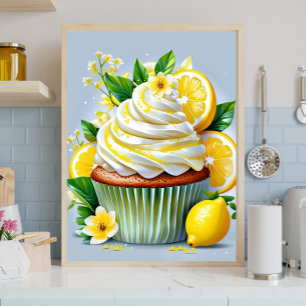 Zitronen-Cupcake-Küchen- und Bäckerei-Wandkunst-Le Leinwanddruck
