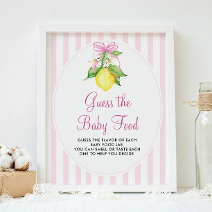 Zitronen Errate das Babynahrungs-Schild Spiel Poster