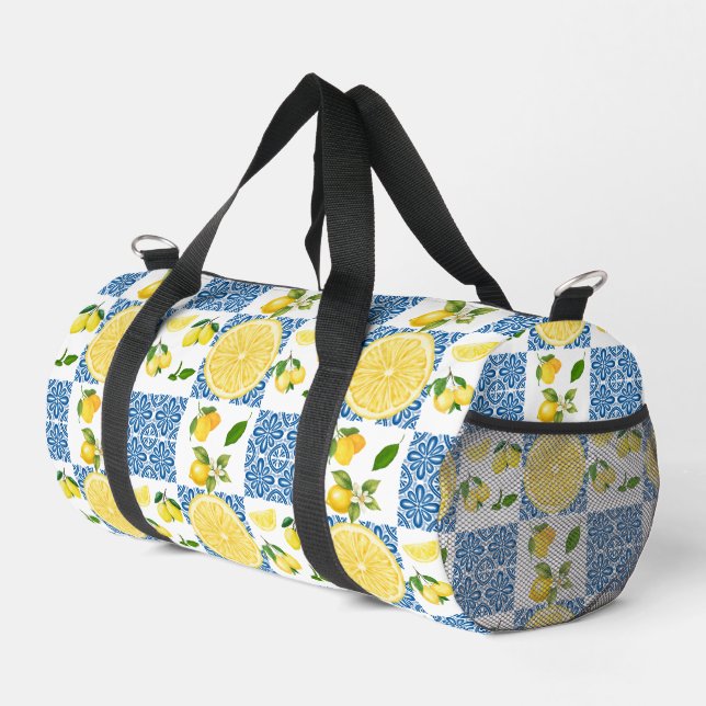 Zitronen-François-Country-Kachel Elegantes moderne Duffle Bag (Rechte Ecke)