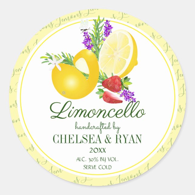 Zitronen für Limoncello Runder Aufkleber (Vorderseite)