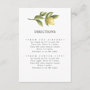 Zitronen Gelb Chic WEDDING Directions Begleitkarte