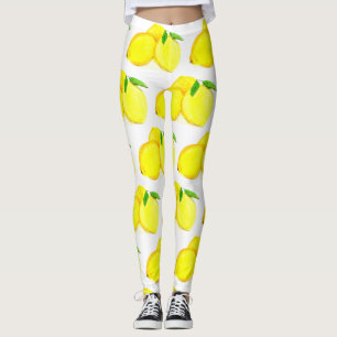 Zitronen Gelbe Frucht Muster Wasserfarbe Zitrusfrü Leggings