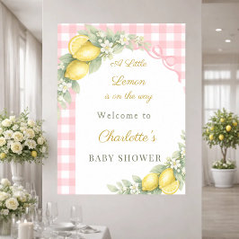 Zitronen Gingham rosa Schleife Mädchen Willkommen  Poster