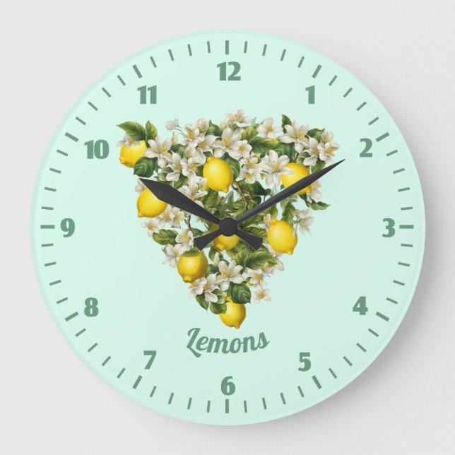 Zitronen Große Wanduhr (Vorderseite)