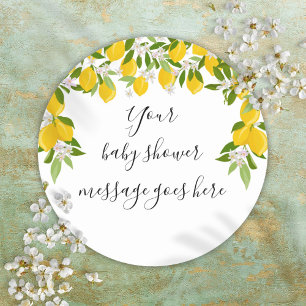 Zitronen Grünzeug Florales Babyshower-Geschenk Runder Aufkleber