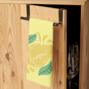 Zitronen-Handschrift-Lettering Citrus Gelb Grün Geschirrtuch