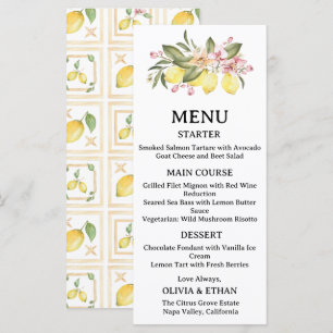Zitronen Hochzeit  Citrus Brunch Hochzeitsmenü Menükarte