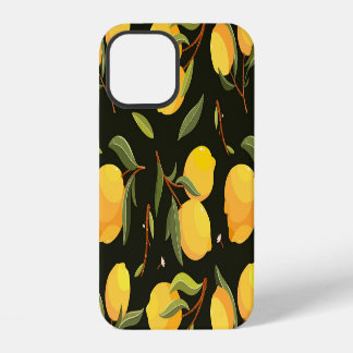 Zitronen-Illustration: Handgemaltes nahtloses Must iPhone 12 Hülle