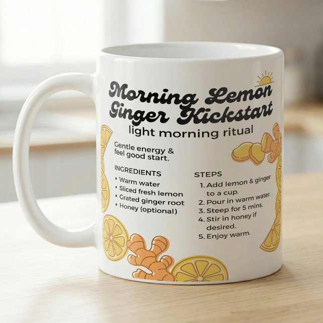 Zitronen-Ingwer-Tee-Rezept Morgen-Kickstart Kaffeetasse (Von Creator hochgeladen)