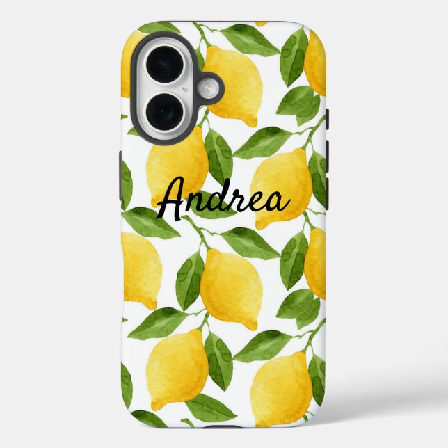 Zitronen iPhone-Hülle monogrammiert  Case-Mate iPhone Hülle (Rückseite)
