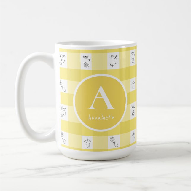 Zitronen-Karo-Monogramm Kaffeetasse (Links)
