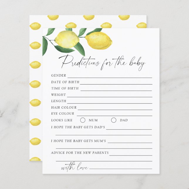 Zitronen - Kindervorhersagen und Ratschläge (Vorne/Hinten)