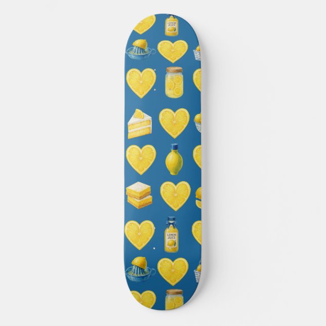 Zitronen-Liebesmuster Skateboard (Vorderseite)