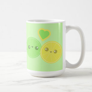Zitronen-Limone Herz Kawaii Tasse