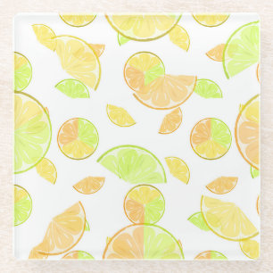 Zitronen Limone Orangenscheiben Zitrusfruchtart Glasuntersetzer