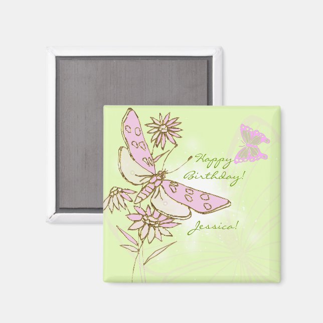 Zitronen-Limonen-Rosa-Schmetterling Magnet (Vorderseite/Rückseite)