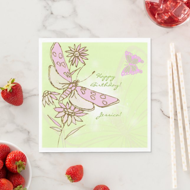 Zitronen-Limonen-Rosa-Schmetterling Serviette (Beispiel)