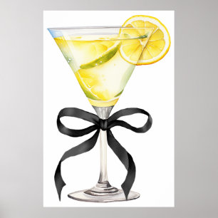 Zitronen Martini Limoncello Cocktail Brautparty Poster