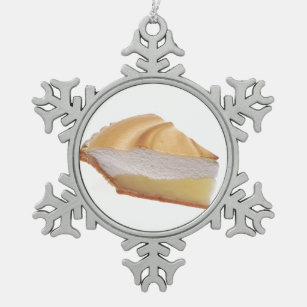 Zitronen-Meringe-Torte Schneeflocken Zinn-Ornament