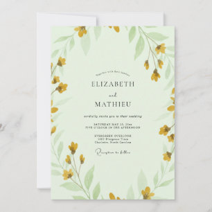 Zitronen-Minz-Wildblumen-Hochzeit Einladung