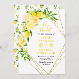 Zitronen mit Foliage Hochzeit Save The Date