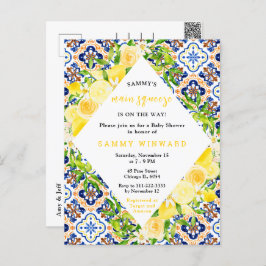 Zitronen mit Foliage Mediterranean Baby Dusche Postkarte