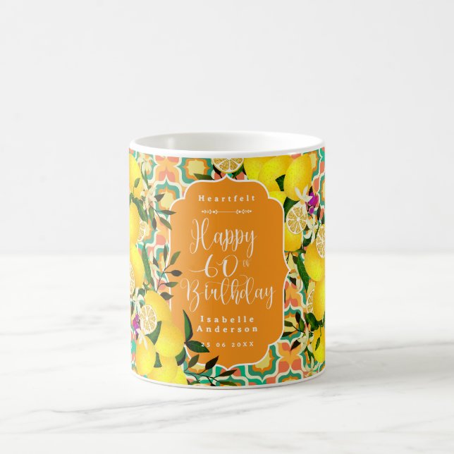 Zitronen-Mittelmeer 60. Orange Kaffeetasse (Mittel)