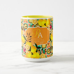 Zitronen-Mittelmeer-Fliesen Orange Grün Tasse