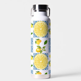 Zitronen-Mittelmeer-französisches Land-Fliesenmust Trinkflasche